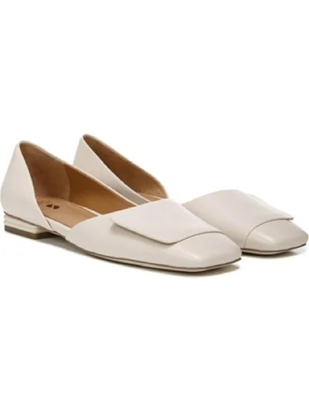 Franco Sarto 8.5 Cream Square Toe D'Orsay Loafer Flats Neutral Preppy Leather